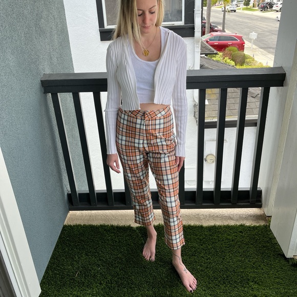 Women’s size small orange plaid pants bought in Vietnam - Picture 1 of 8